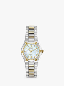 Citizen Ladies Eco-Drive Mother of Pearl Two Tone Bracelet Strap Watch, Silver/Gold