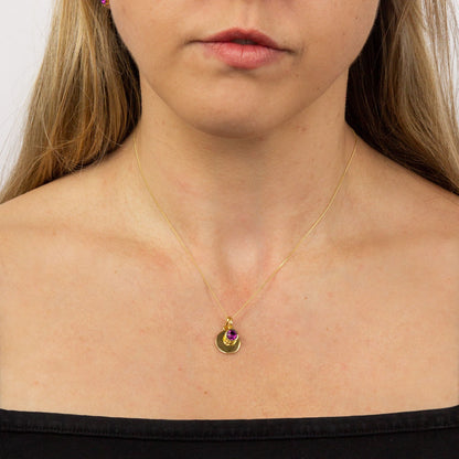 Gold Plate Amethyst Swarovski Crystal February Birthstone Pendant