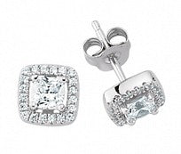 Silver CZ Micro Pave Stud Earrings