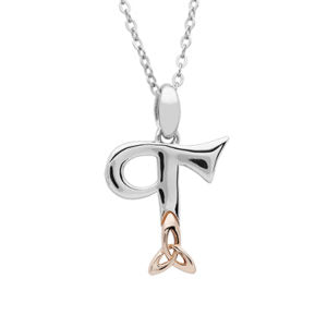 Sterling Silver celtic T initial pendant