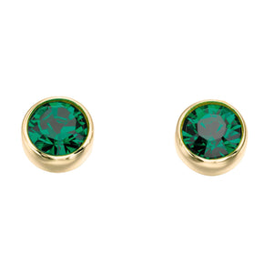 Gold Plate Emerald Swarovski Crystal May Birthstone Earrings