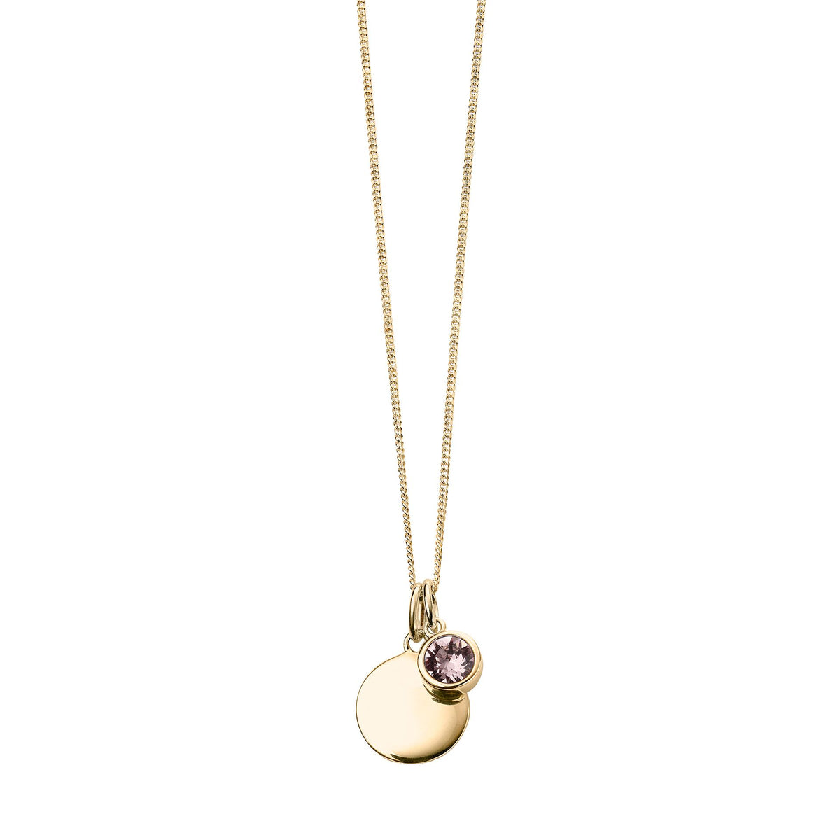 Gold Plate Light Amethyst Swarovski Crystal June Birthstone Pendant