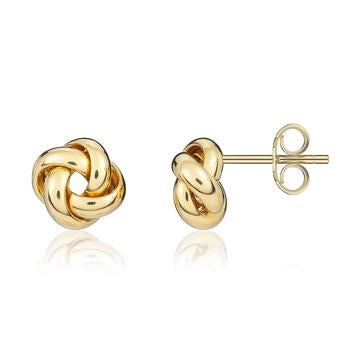 18CT Yellow Gold Polished 4 Strand Knot Stud Earrings 8mm