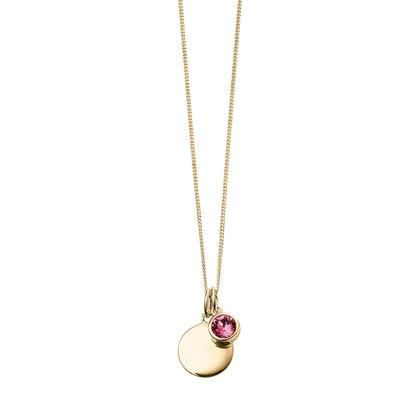 Gold Plate Rose Swarovski Crystal October Birthstone Pendant