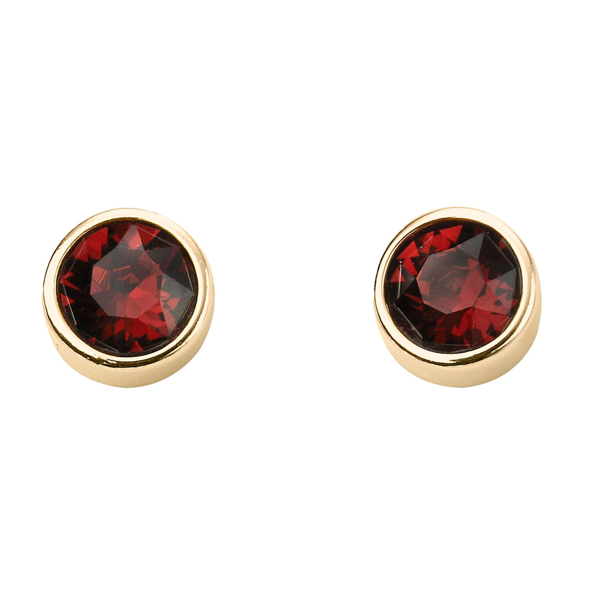 Gold Plate Burgundy Swarovski Crystal January Birthstone Earrings