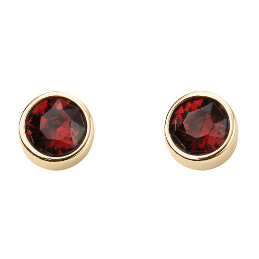 Gold Plate Burgundy Swarovski Crystal January Birthstone Earrings