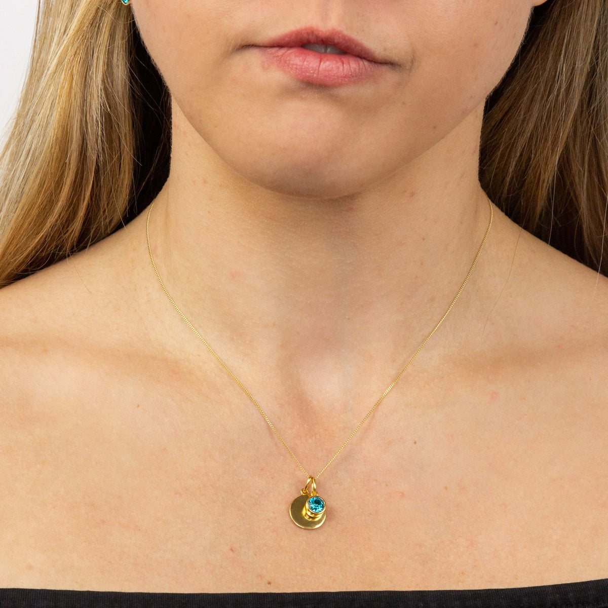 Gold Plated Blue Zirconia Swarovski Crystal December Birthstone Pendant