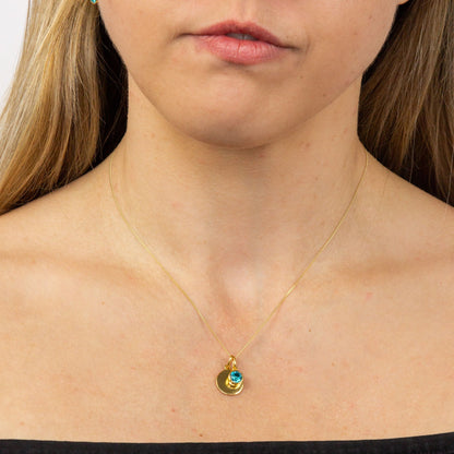 Gold Plated Blue Zirconia Swarovski Crystal December Birthstone Pendant