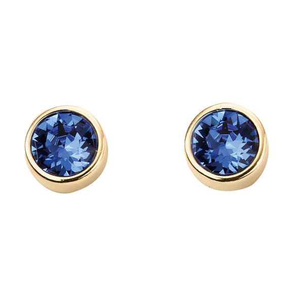 Gold Plate Sapphire Swarovski Crystal September Birthstone Earrings