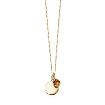 Gold Plate Topaz Swarovski Crystal November Birthstone Pendant