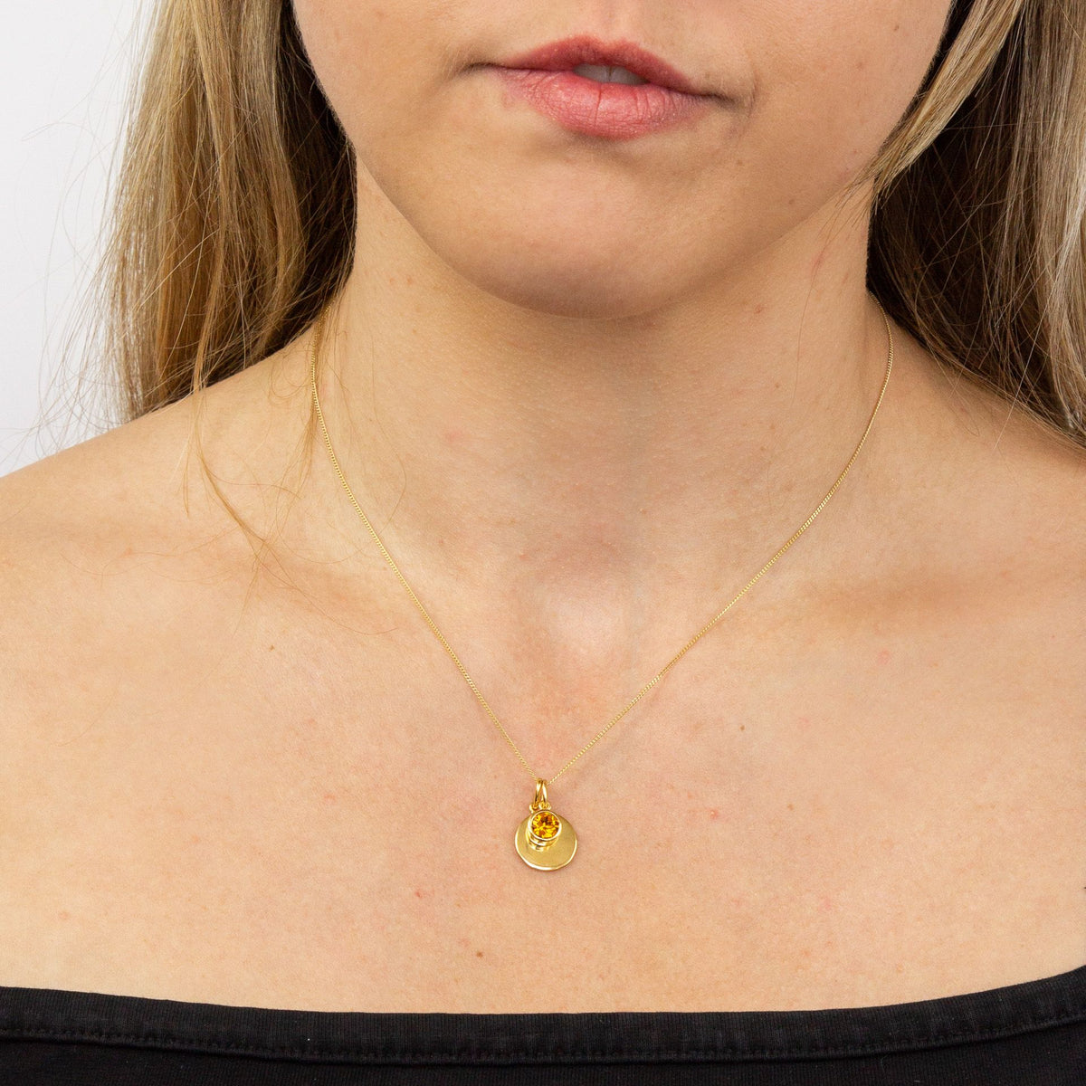 Gold Plate Topaz Swarovski Crystal November Birthstone Pendant