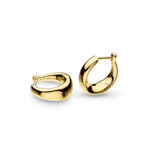 Bevel Cirque Golden Small Hinged Huggie Hoop Earrings