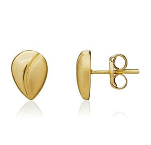 9CT Yellow Gold Polished/Satin Pear Stud Earrings 8x5.8mm