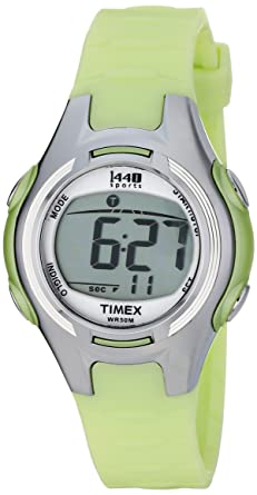 Timex 1440 Ladies Watch T5K0814E with LCD Dial and Green Resin Strap