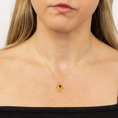 Gold Plate Ruby Swarovski Crystal July Birthstone Pendant