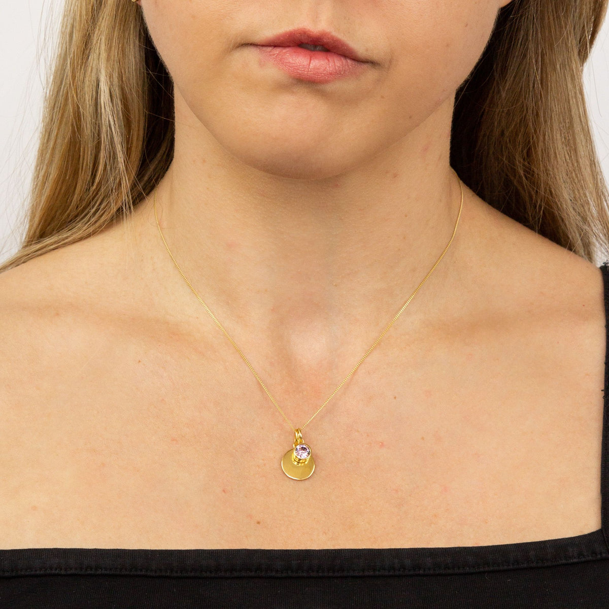 Gold Plate Light Amethyst Swarovski Crystal June Birthstone Pendant
