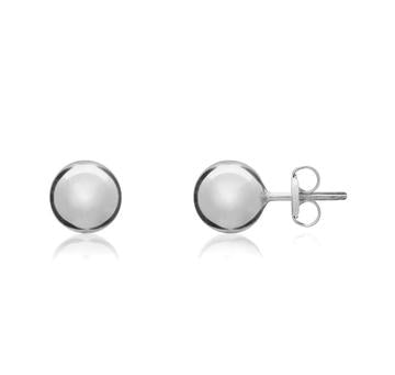 9CT White Gold Polished Ball Stud Earrings, 7mm