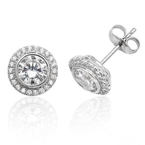 Bezel set cz discount earrings
