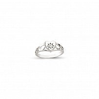 Silver Kids CZ Heart Ring With Cut Out Shoulders