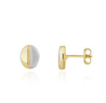 9CT Two Tone White/Yellow Gold Coffee Bean Stud Earrings