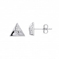 Silver CZ Cutout Triangle Stud Earrings