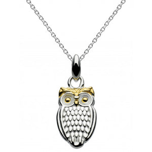 Dew Sterling Silver Owl With Gold Plate Pendant