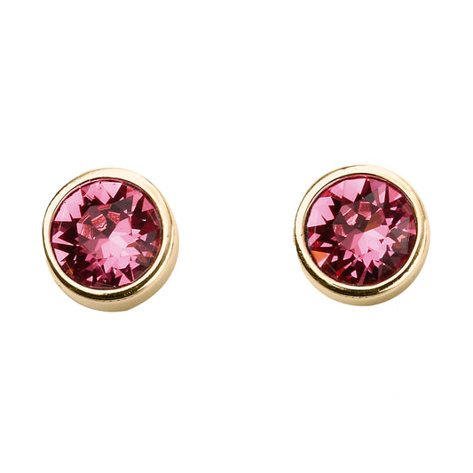 Gold Plate Rose Swarovski Crystal October Birthstone Earrings