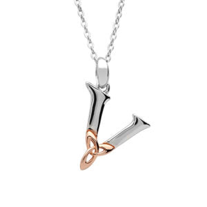 Sterling Silver celtic V initial pendant