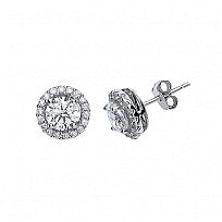 Silver Cubic Zirconia Cluster Stud Earrings