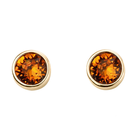 Gold Plate Topaz Swarovski Crystal November Birthstone Earrings
