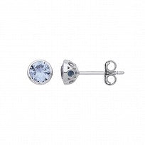 Silver Blue Spinal Single Stone Stud Earrings