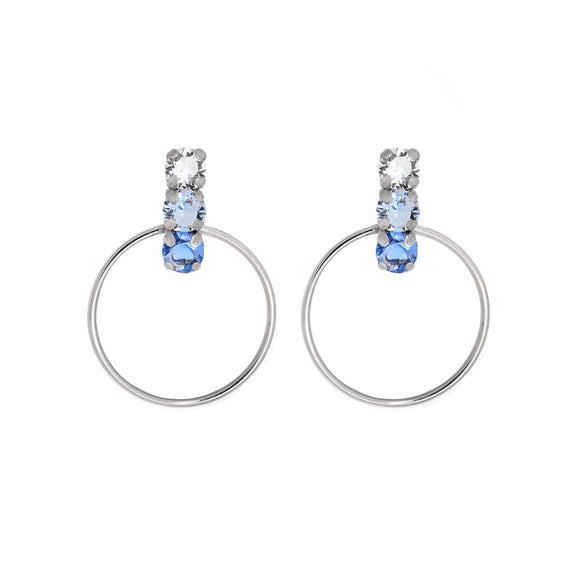 Victoria Cruz Silver Crystal/Light Sapphire/Sapphire Drop Earrings