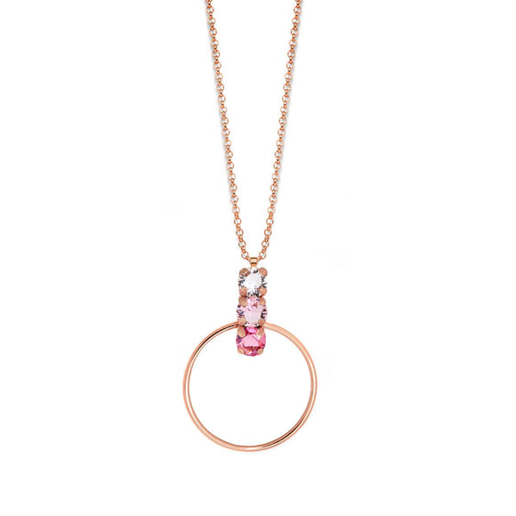 Victoria Cruz Rose Coloured Crystal/Light Rose/Rose Pendant and Chain