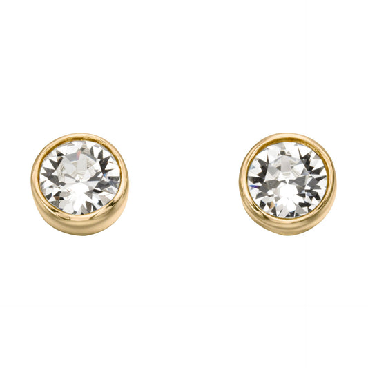 Gold Plate Crystal Swarovski Crystal April Birthstone Earrings