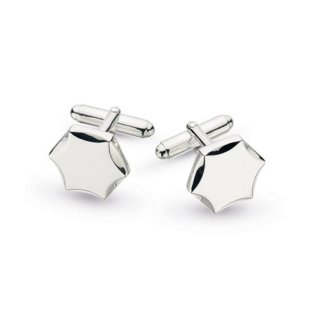 Kit Heath Revival Hexagon Engraveable Rhodium Plate Cufflinks