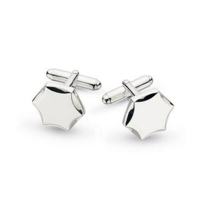 Kit Heath Revival Hexagon Engraveable Rhodium Plate Cufflinks