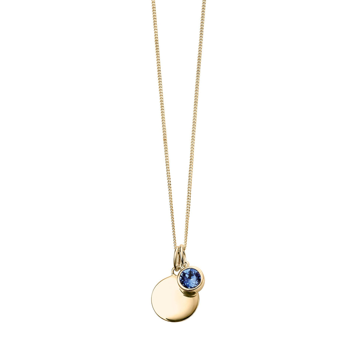 Gold Plate Sapphire Swarovski Crystal September Birthstone Pendant
