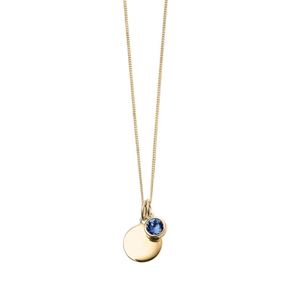 Gold Plate Sapphire Swarovski Crystal September Birthstone Pendant
