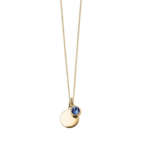 Gold Plate Sapphire Swarovski Crystal September Birthstone Pendant