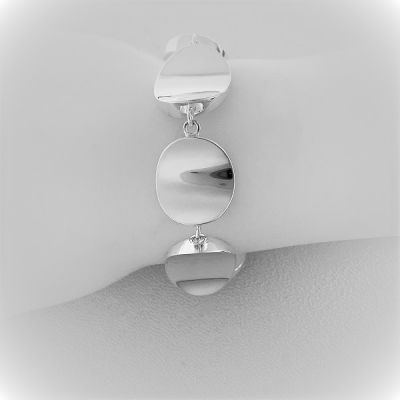 Silver Concave Disks Bracelets