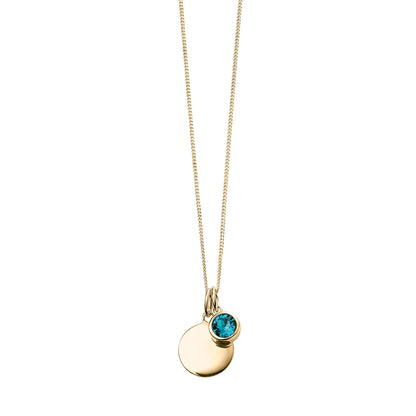 Gold Plated Blue Zirconia Swarovski Crystal December Birthstone Pendant