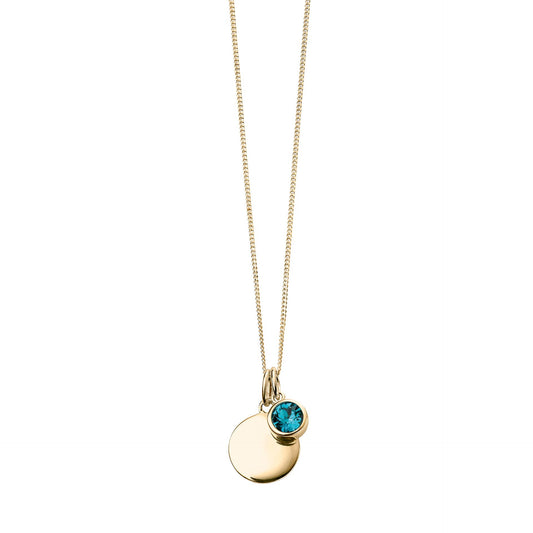 Gold Plated Blue Zirconia Swarovski Crystal December Birthstone Pendant