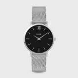Cluse Minuit Mesh Black Silver Colour Watch