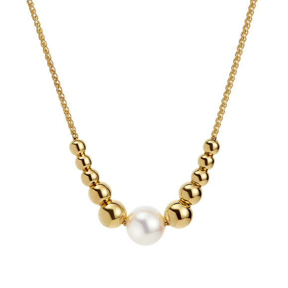JERSEY PEARL STERLING SILVER YELLOW GOLD PLATED COAST PEARL NECKLACE
