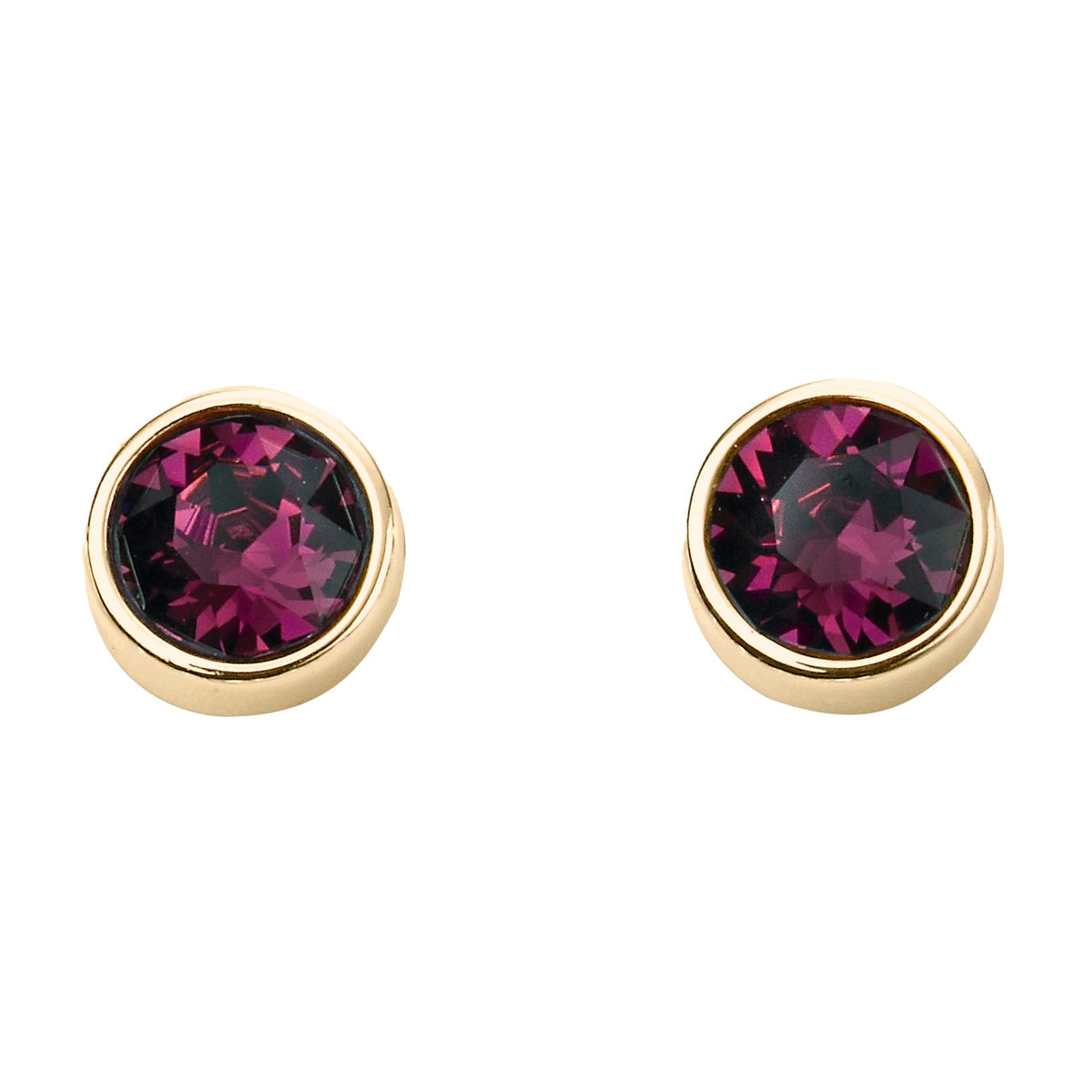 Gold Plate Amethyst Swarovski Crystal February Birthstone Earrings