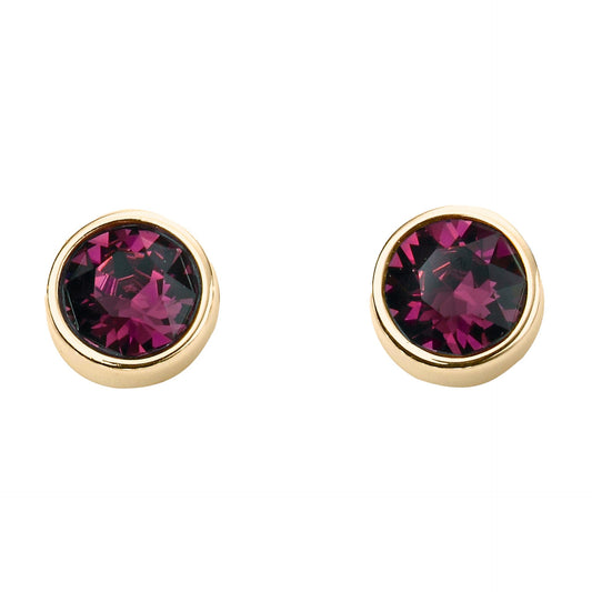 Gold Plate Amethyst Swarovski Crystal February Birthstone Earrings