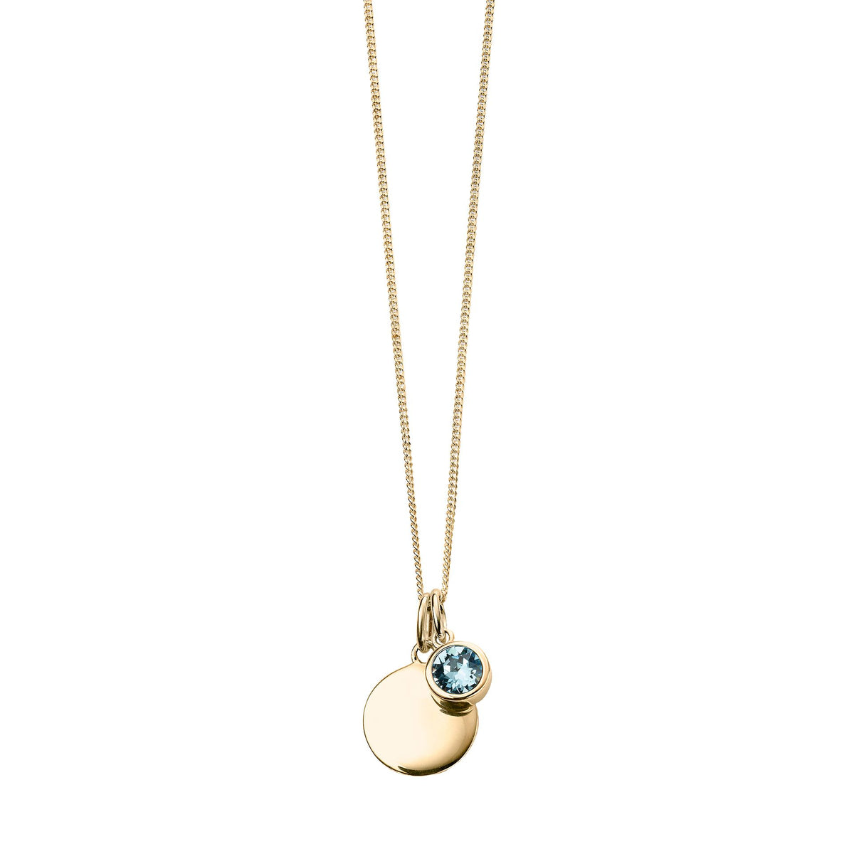 Gold Plate Aquamarine Swarovski Crystal March Birthstone Pendant