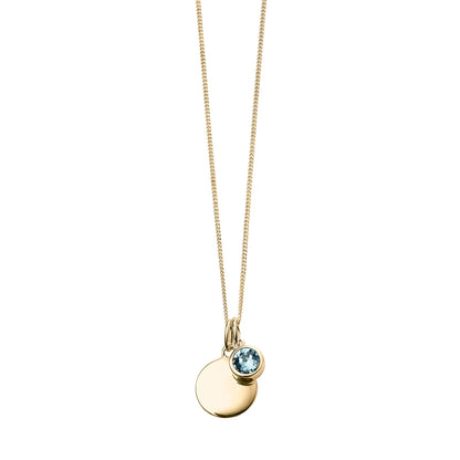 Gold Plate Aquamarine Swarovski Crystal March Birthstone Pendant
