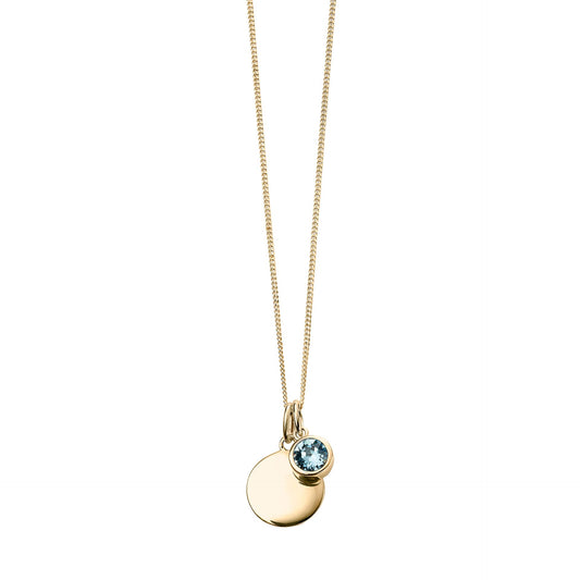 Gold Plate Aquamarine Swarovski Crystal March Birthstone Pendant