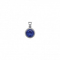 STERLING SILVER ROUND SAPPHIRE PENDANT
